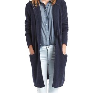GAP long Hooded Cardigan Women’s Dark Knight Navy Wool Blend Size Small
